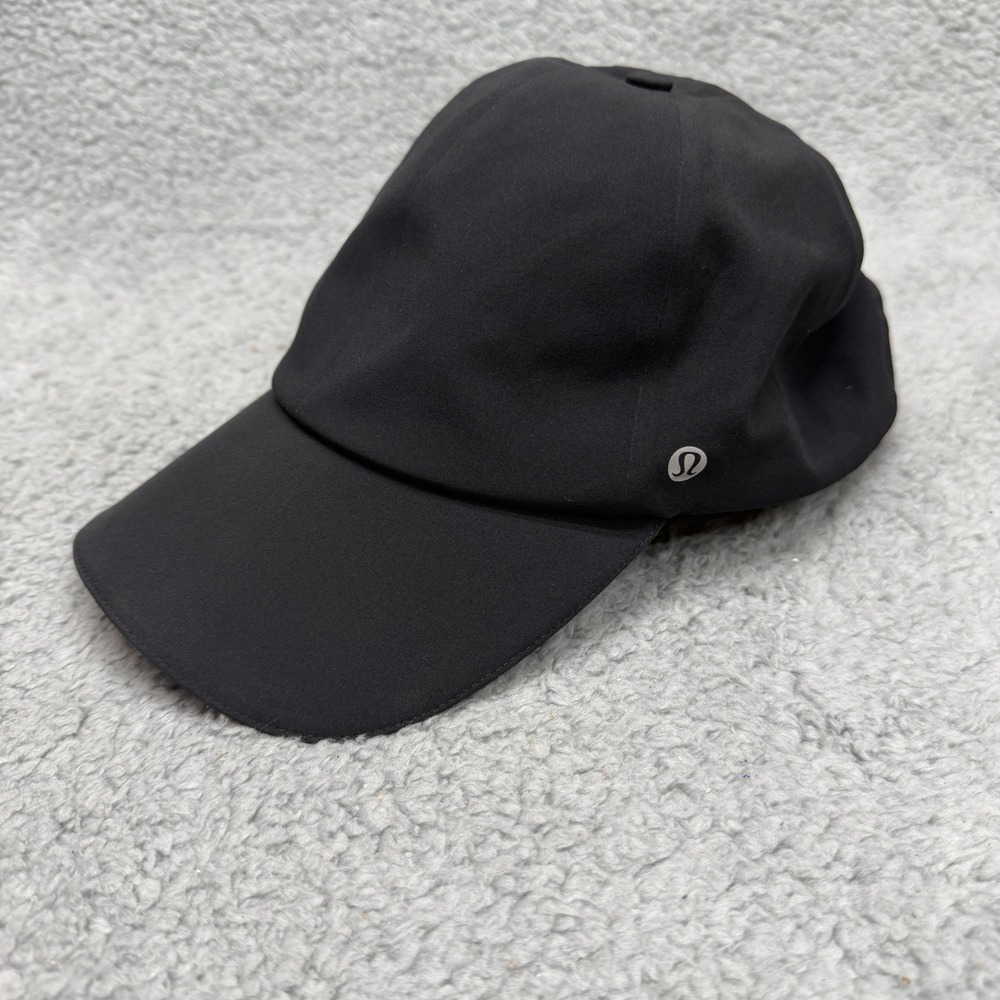 Lululemon Running Hat Black Once Size Baseball Cap Adjustable Strap Athleisure
